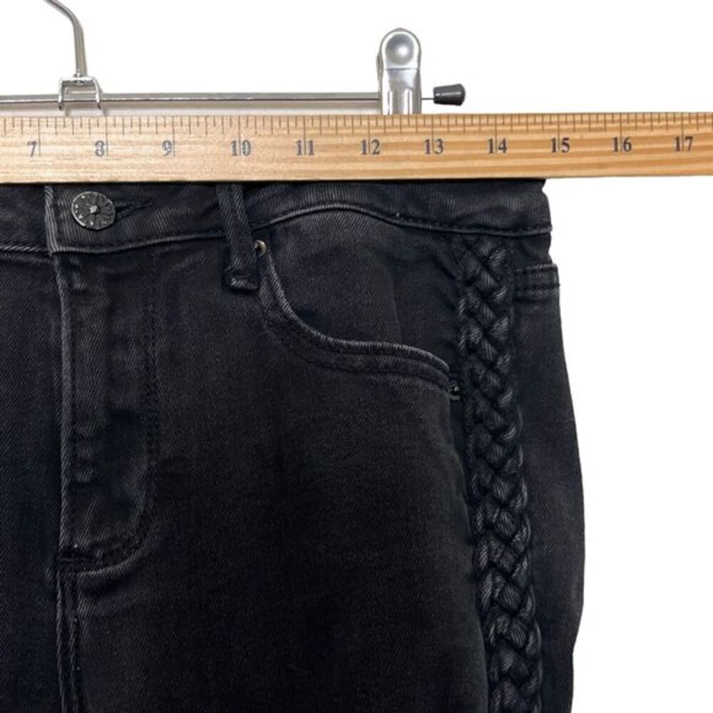 Driftwood Jackie Lace Trim Slim Jeans Women’s‎ 28 Black Raw Hem Stretch Denim - Picture 11 of 13